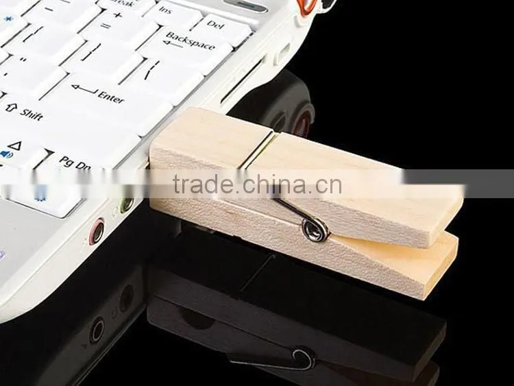 Natural wooden clip usb flash drive, bamboo usb stick, clamp-shape usb stick 2.0
