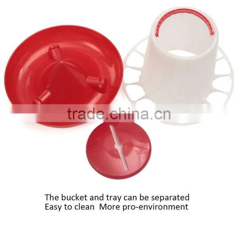 Hot Sale Plastic 16x9.5x18.5cm 1.5kg White+Red Plastic Feeder Baby Chicken Chicks Hen Poultry Feeder Lid Handle