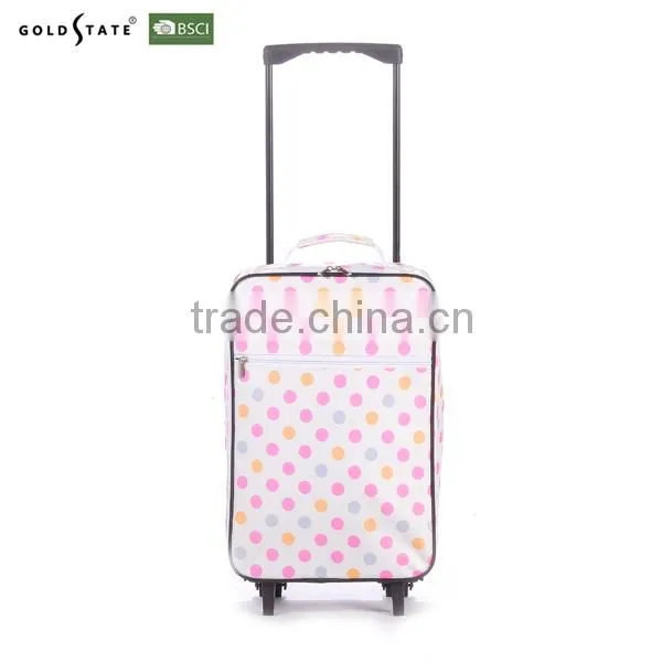 2016 Pink luggage with dot convenient 16'' printing trolley luggage