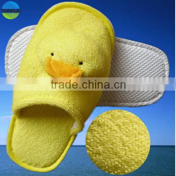 yellow color terry towel babies' indoor duck slipper