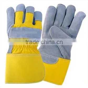 Black cowhide split leather working gloves