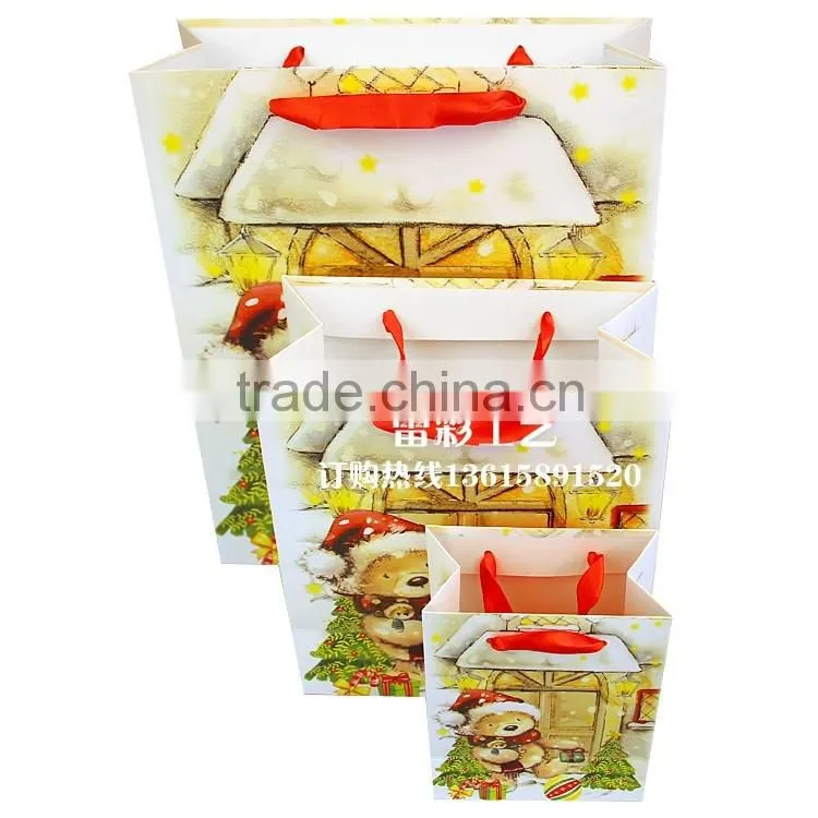 Direct factory machine made christmas gift paper bag