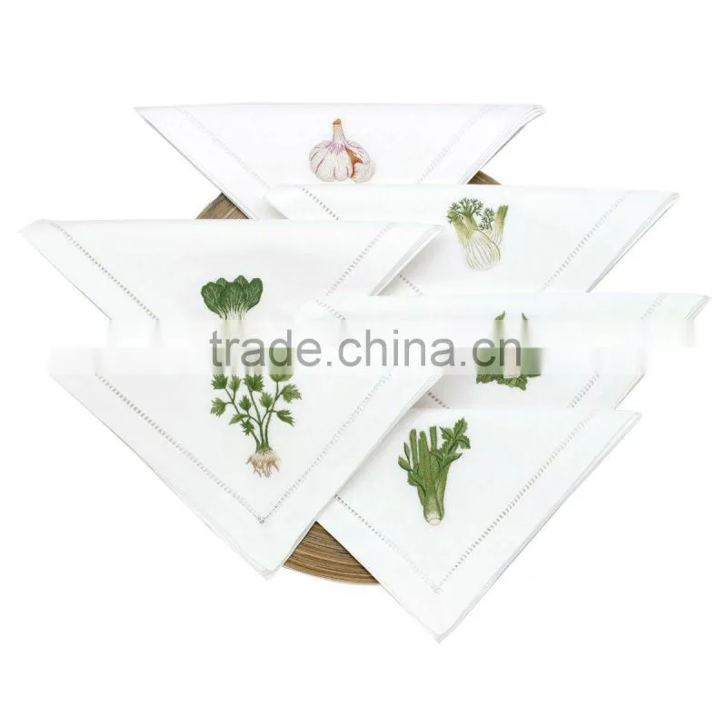 hand embroidery napkin,hemstitch napkin,linen napkin