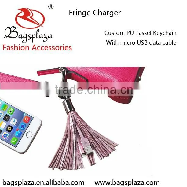 Alibaba China Online Shopping Fashionable Tassel Keychain USB Data Wire Cable