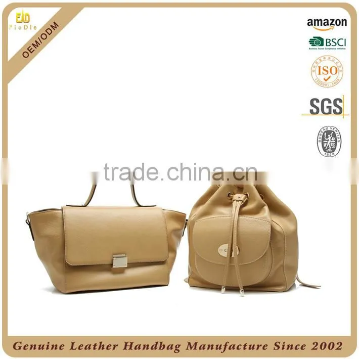 China supplier genuine leather hands bags online shopping backpack women drawstring bag