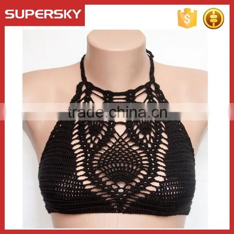 C628 New ladies hand crochet bikini top