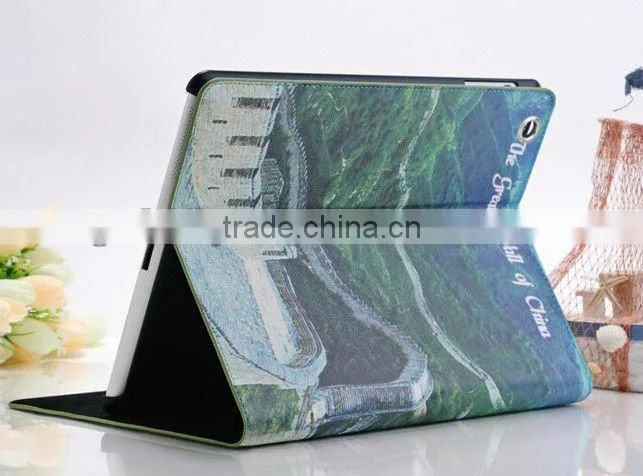 New Leather case for iPad3 (GF-IP3-01) (Leather case for iPad/360 degree rotate for ipad case/hello kitty cover case for ipad 2)