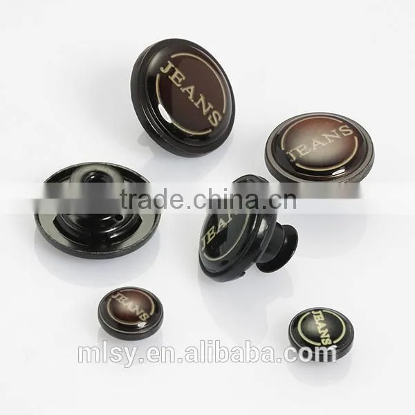 Fashion man clothing zamak button silver jeans button name clothes button
