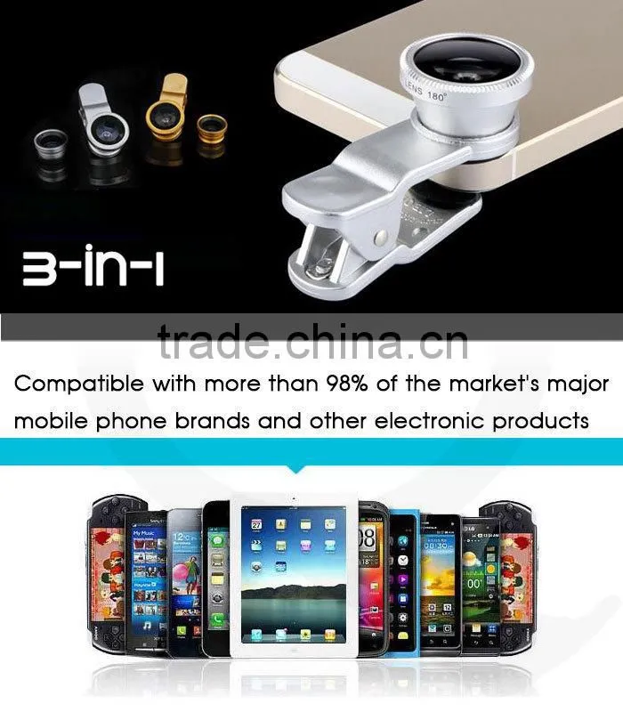 3 in 1 Clip-On 180 Degree Supreme Fisheye + 0.67X Wide Angle+ 10X Macro Lens For iPhone 6