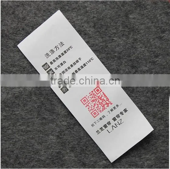 White printing satin label thermal transfer ribbon wash care label