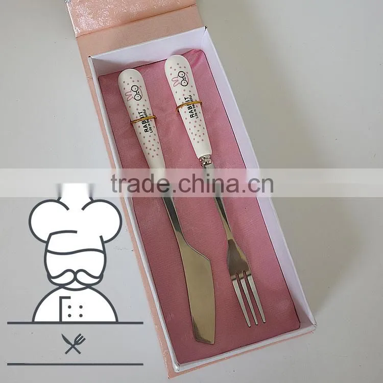 2015 New design small knife and spoon ceramic cutlery set