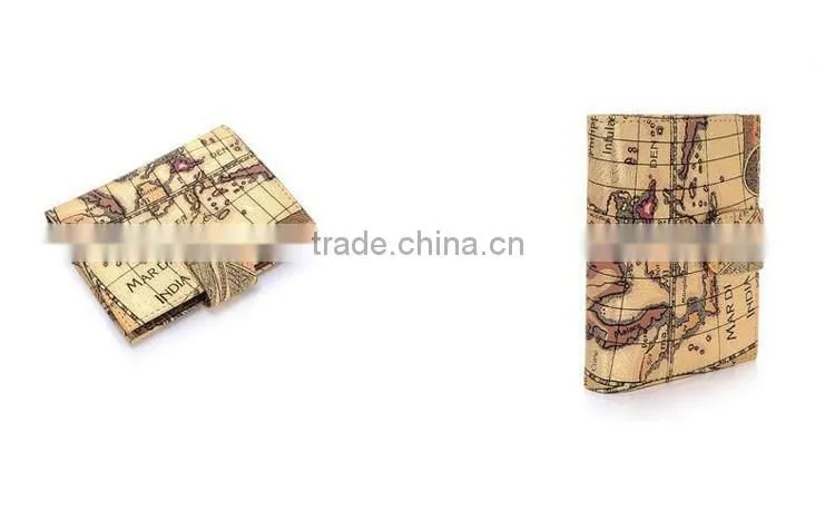 New style antique personalized card holder multiple wallet with world map printed