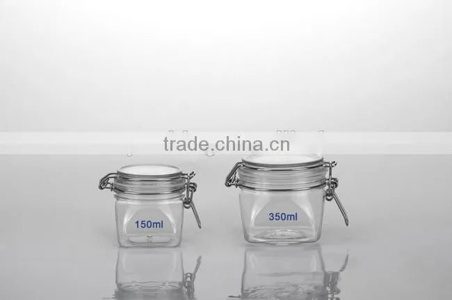 most popular 350ml Cosmetic Plastic PET Kilner Jar, facial mask jar bath salt jar