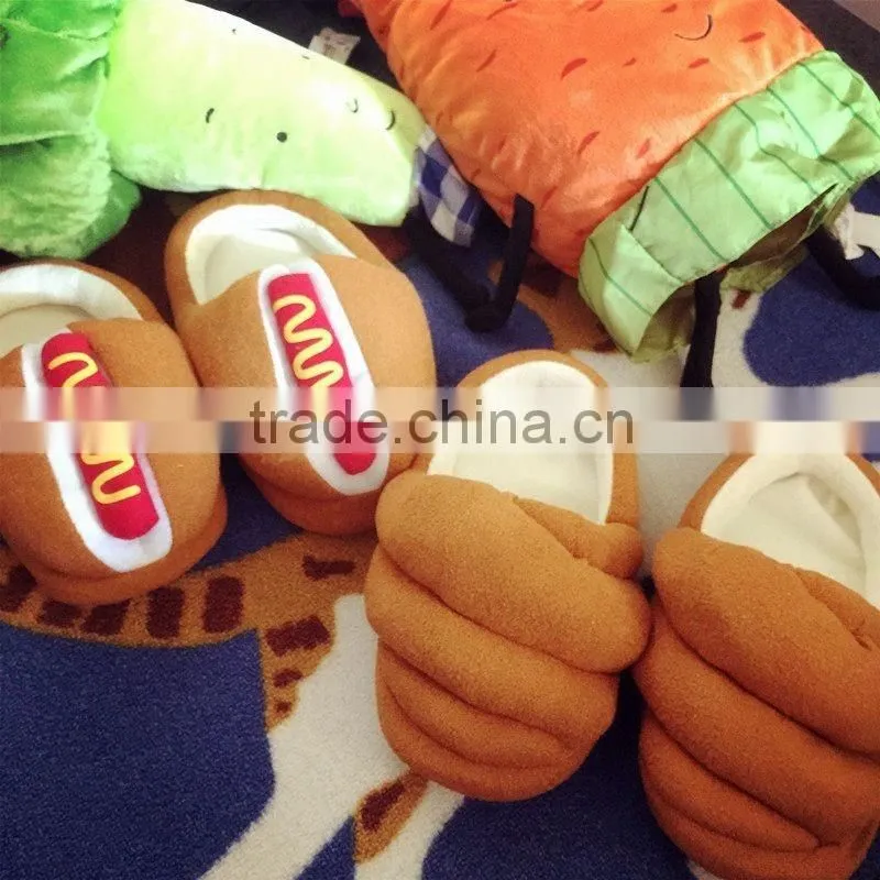 Fun creative bread food plush slippers