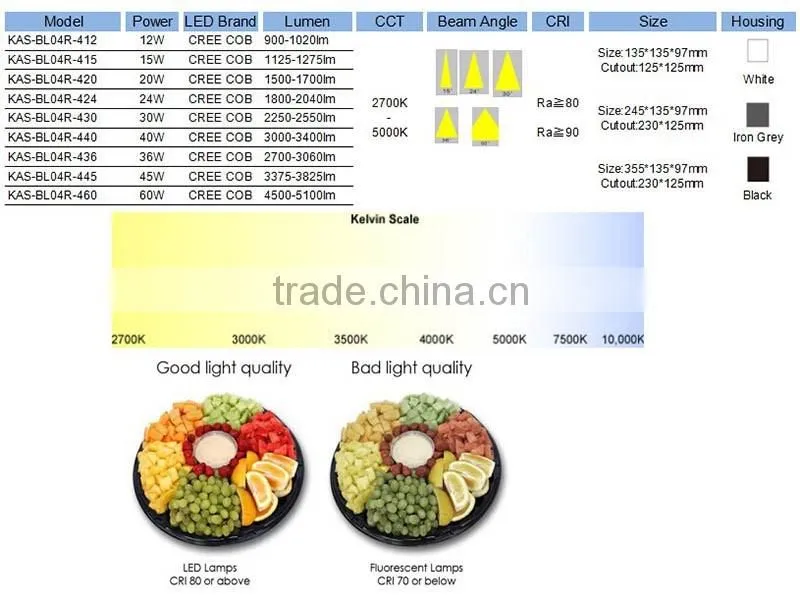 Adjustable ceiling light one head gille light high lumen led downlight 12W