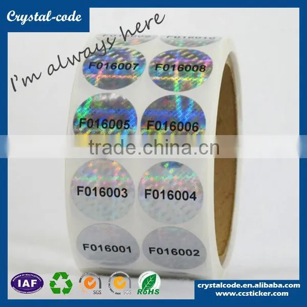 Film self adhesive one time used antifake hologram sticker