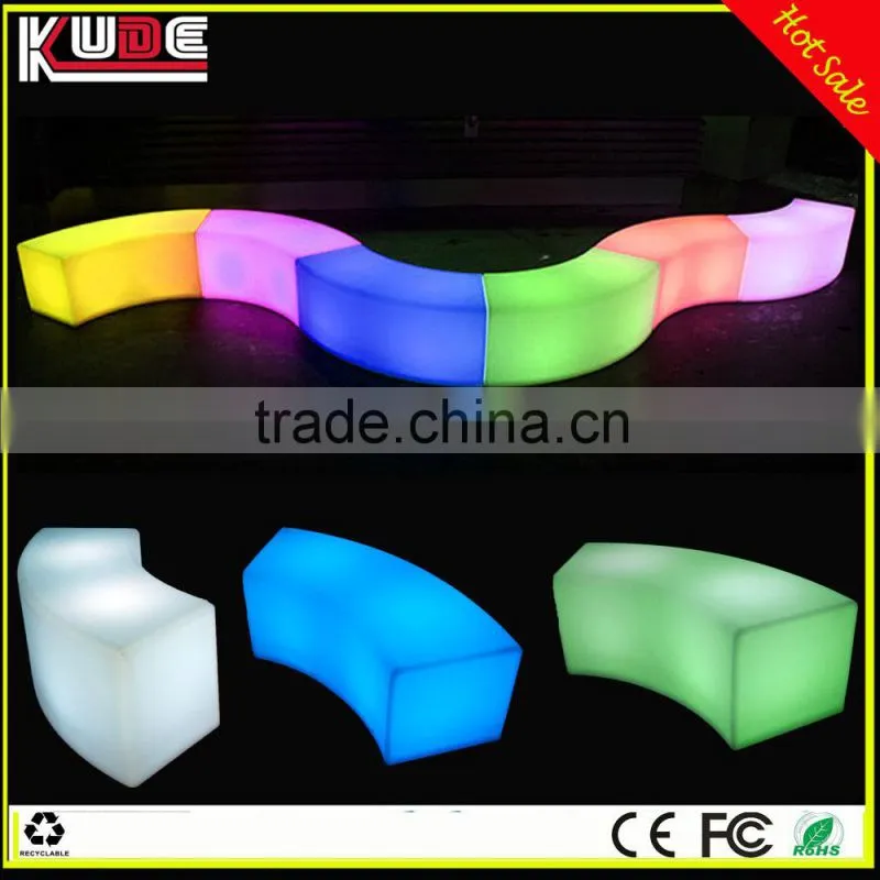 Ourdoor LED furniture LED curved bench/LED light bench with RGB 16colors changing