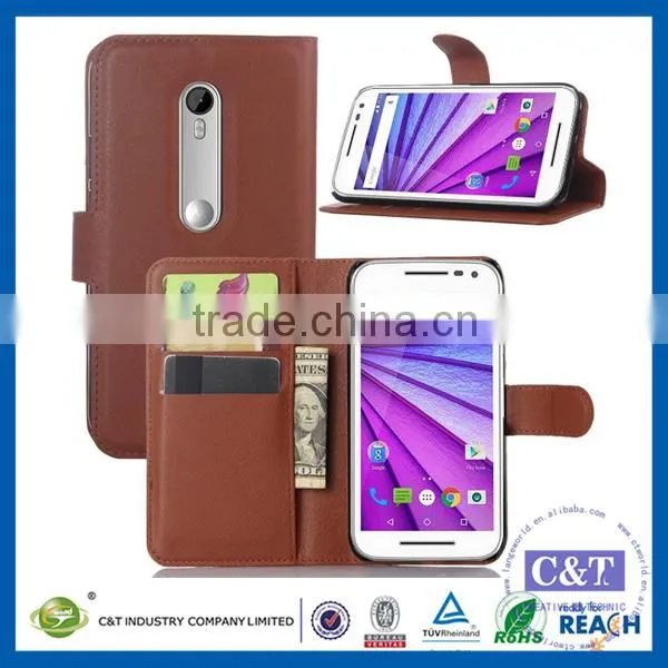 C&T Hot new products book style leather flip case for moto droid turbo 2