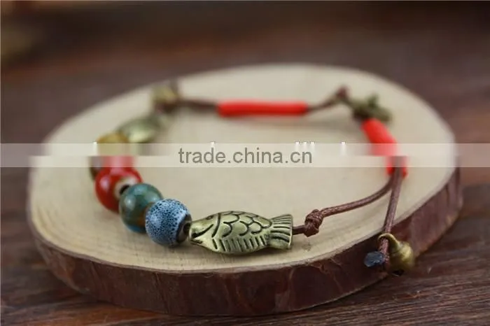 Bead ceramic wristband Bracelet , fish shape silver material bracelet