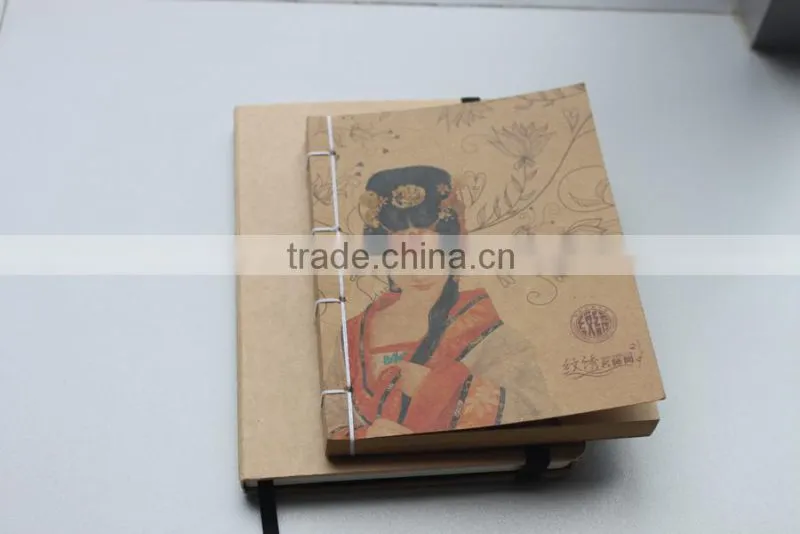 A6 kraft paper notebook cheap exercise book with saddle stitching