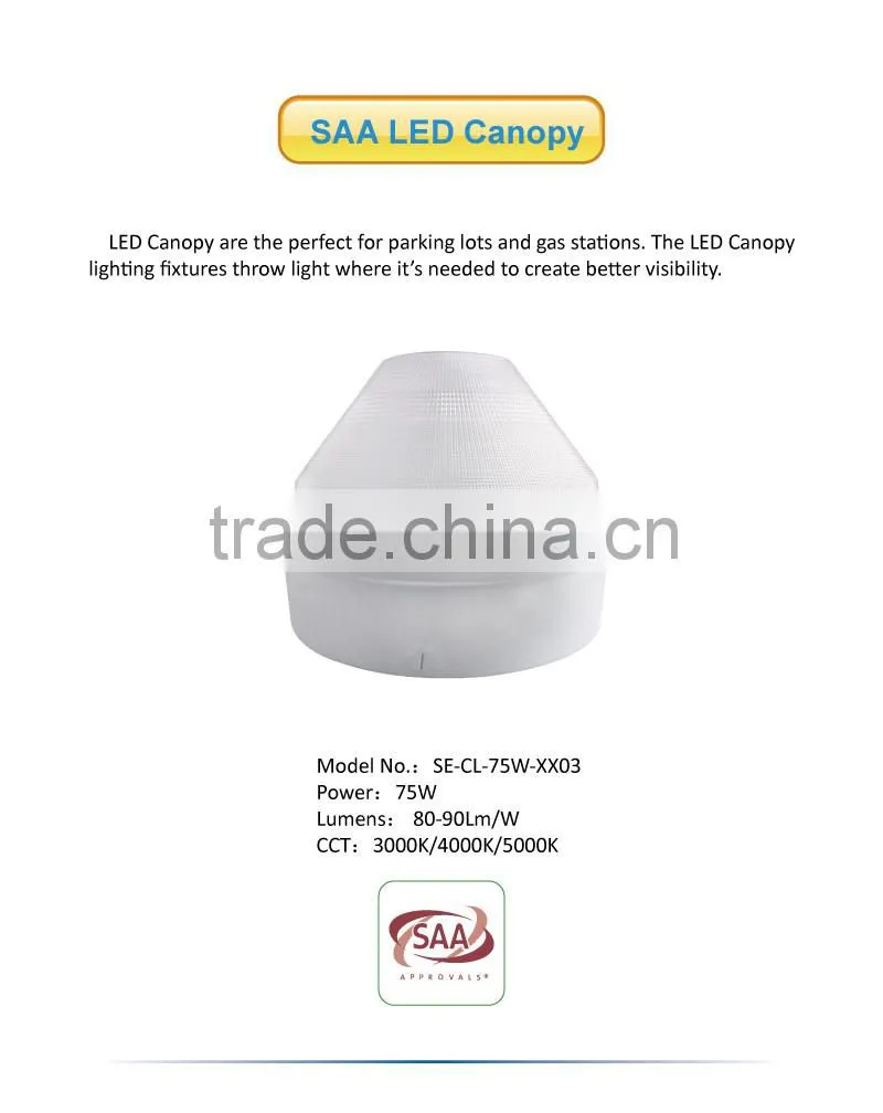SAA Listed 75W Gas Station LED Canopy Light