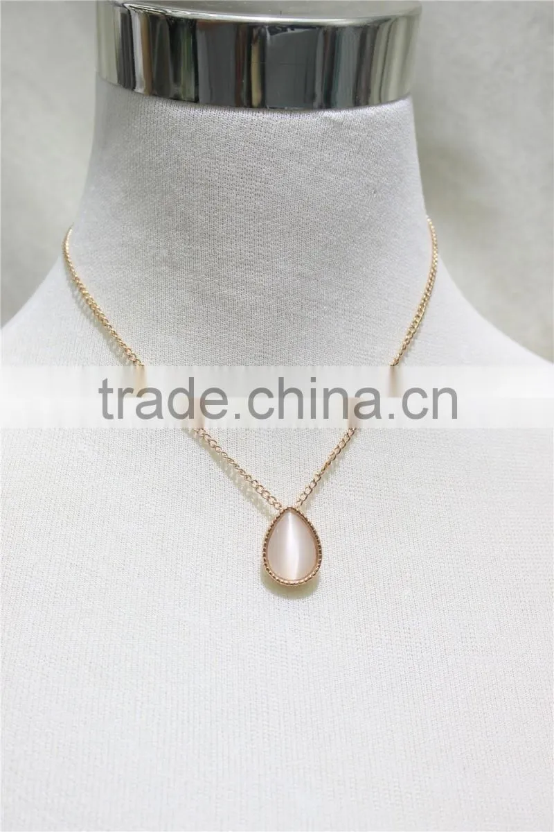 ROse Gold Necklace w/ White Cateye Necklace Simple Chain Gold Necklace2016 Fashion Style Wholesale