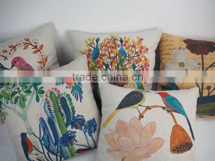 Custom bird design digital print wholesale pillow case with plain style