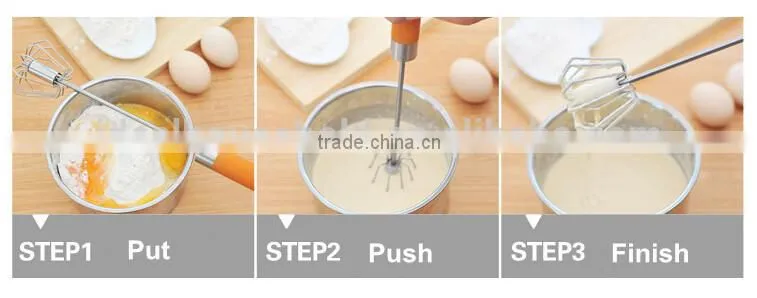 Stainless steel miracle whisk tools With Rubber Hand rotating egg whisk egg beater