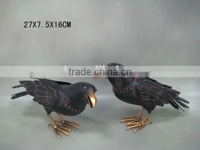 decorative handpainted metal crow halloween decoration