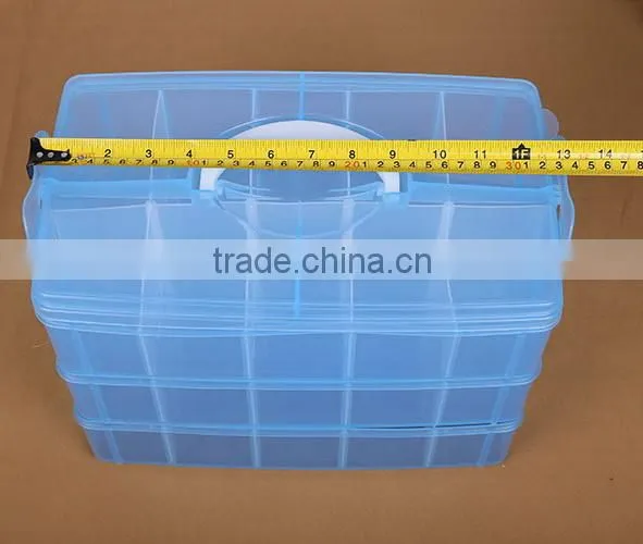 33.2cm*18.5cm*24.5cm Three Layers 30 Compartments Jewelry Adjustable Plastic Clear Box Jewelry Earring Bin Case Container