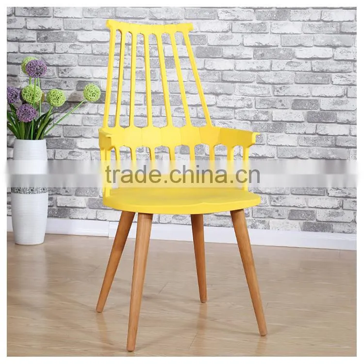 High quality red plastic chair with beechwood legs