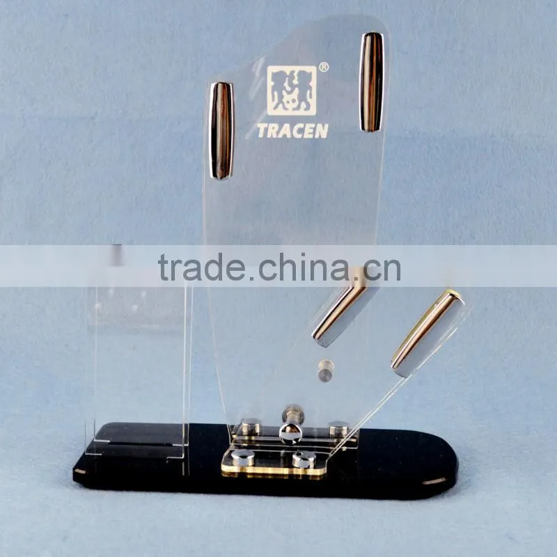 clear acrlyic knife rack with black base