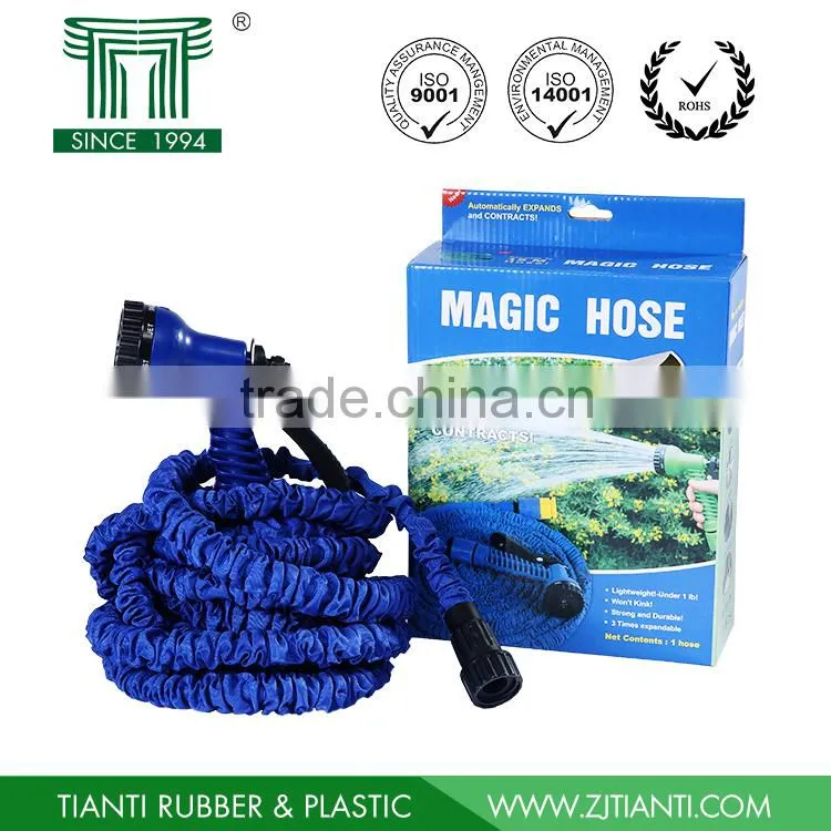 2016 Top Quality Latex Garden Hose Magic Expandable Hose Shrinking Garden Hose with Sprayer