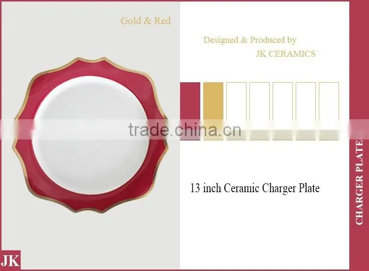 Elegant rimmed gold ceramic charger plate for wedding