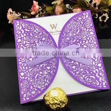 Elegant laser cut cards wedding invitation card made in Chinese factory