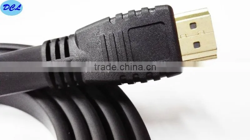 Black flat HDMI cable with gold plated