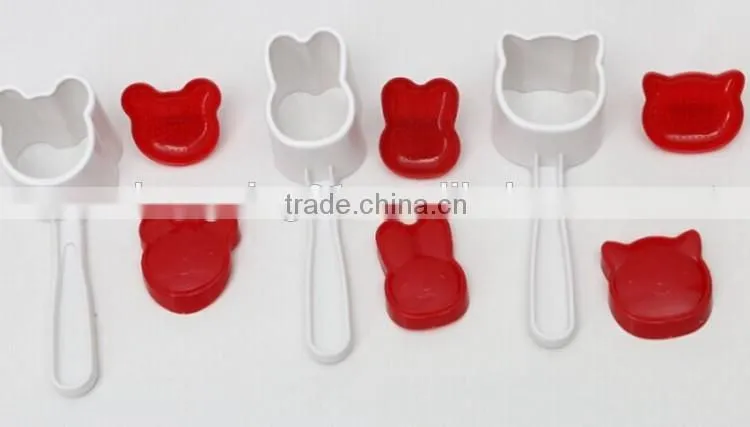 3pcs Bento Rice Roll Maker Set of Animal Shaper with bear,rabbit and cat