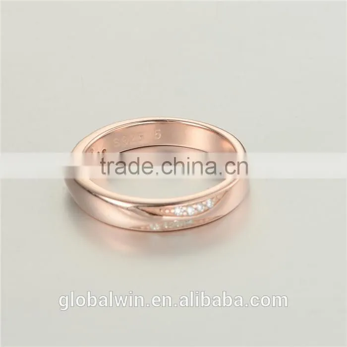 Fashion Ladies Rose Gold Plated Finger Wedding Zircon Ring Jewelry