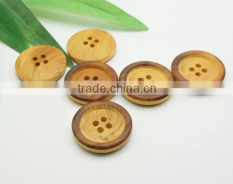4 Holes burnt natural wood buttons for retro clothings