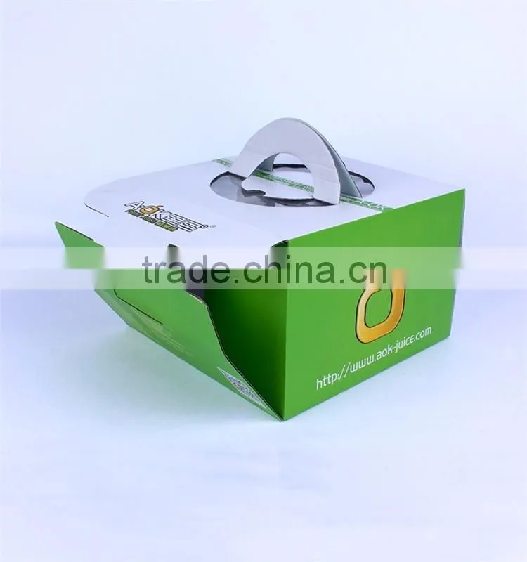 Die cut handle foldable corrugated cake paper box paper custom cake boxes