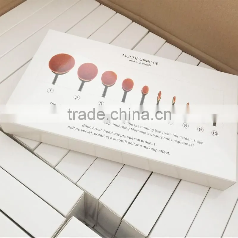 Black Oval brush set 10pcs Foundation Makeup Brush Sets Powder Blusher Toothbrush Curve Cosmetic Linear Brush