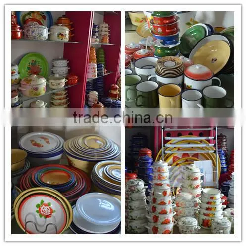 promotional custom logo enamel mug,high quality enamel cookware, wholesale enamel plate decorated