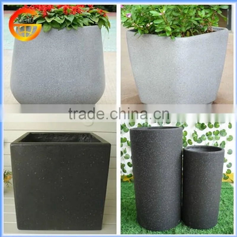 Customized Fiber stone garden flower planter pot with rust metal effect