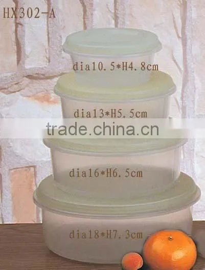 4pcs round plastic food fresh box container set hot sale
