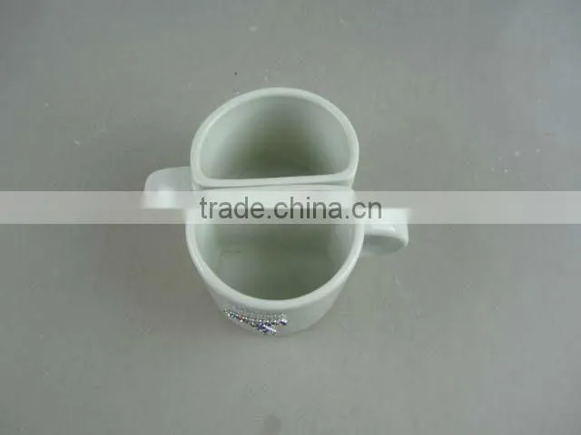 porcelain couple mug set with diamond design