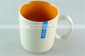 Cheap Stock 400ml ceramic stoneware two-tone square colorful coffee cup mug wholesale