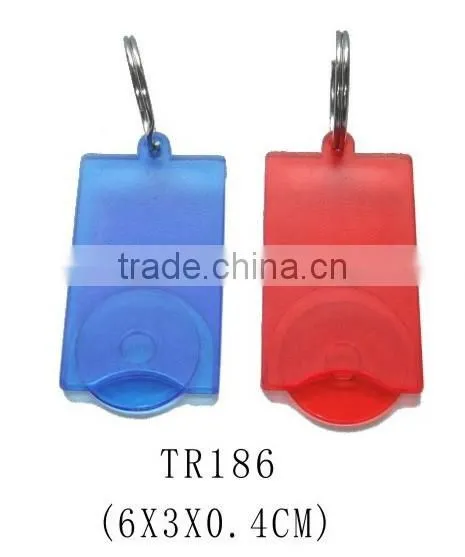 Different colors plastic coin clip keychain/coin holder keychain