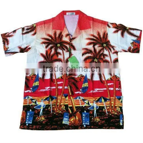 100% cotton men's summer casual hawaiian shirt