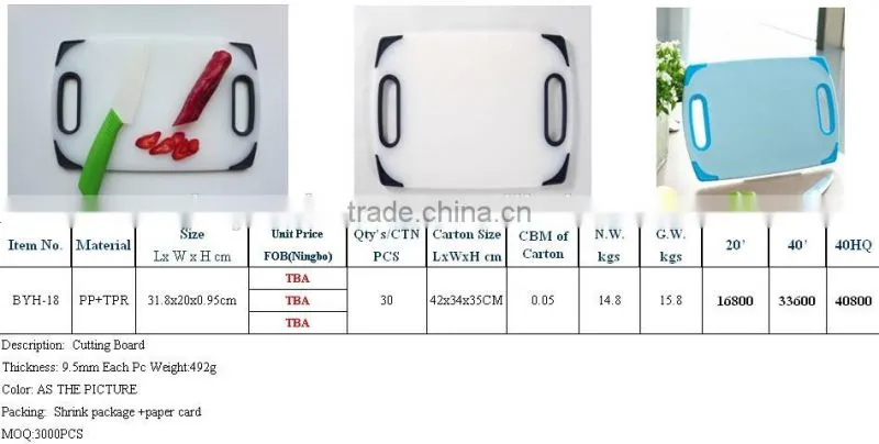 Plastic chopping Board with hole /vegetable chopping board