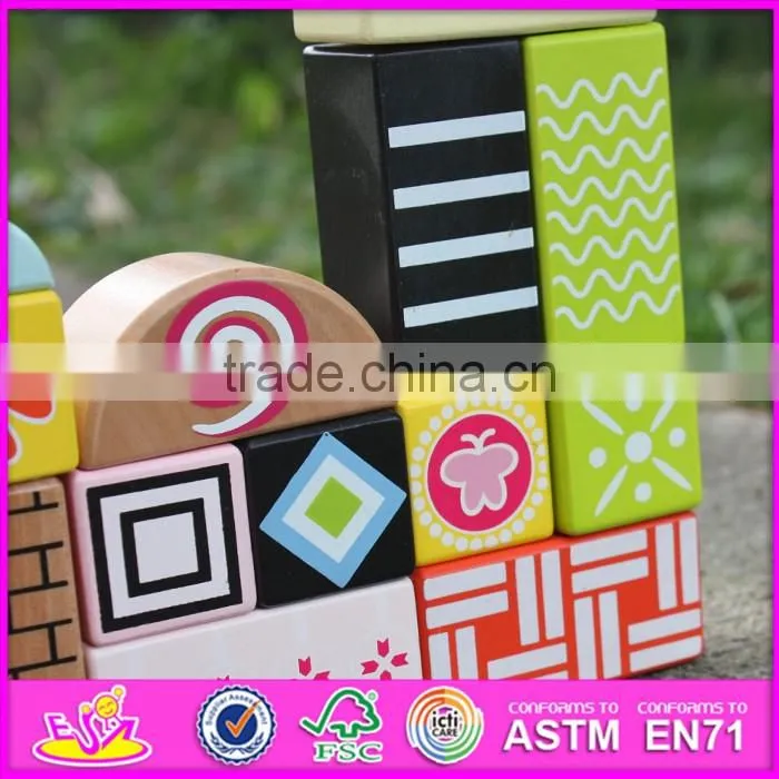 2017 new design 20 pieces preschool blocks toys wooden building toys for toddlers W13A125